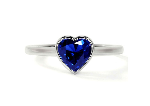 Bezel Set Heart Shape Blue Sapphire Solitaire Ring (1.00cts.)