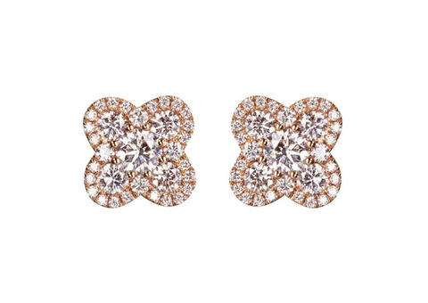 Damaso 18K White Gold Quatrefoil Earring