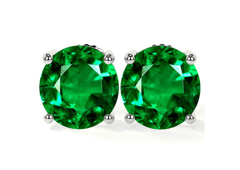 Solitaire Earrings Featuring Brilliant Emerald Stones