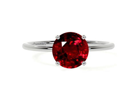 Four-Prong Ruby Solitaire Ring in Classic Petite Style