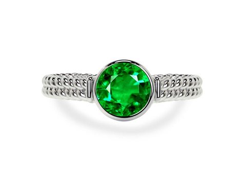 Polished Bezel-Set Round Emerald Rope Ring (0.50 Carats)