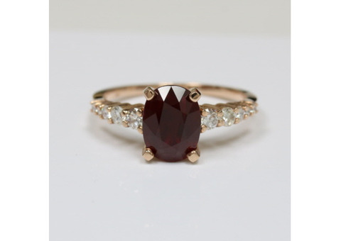 Timeless Beauty: Oval Ruby and Diamond Prong Set Ring (2.87cttw)