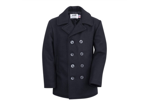 Schott Navy Wool Pea Coat - 740: Stay Warm in Style