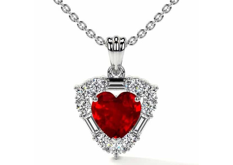 Shop Our Elegant 1.68ct Ruby Heart Necklace Now