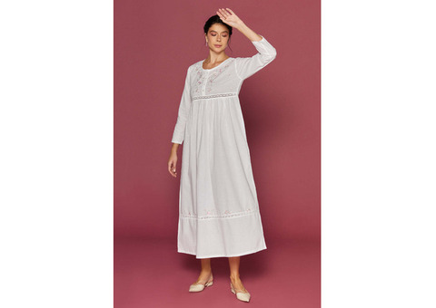 Embroidered Nightdress Tickle Me Pink | The Cotton Basket