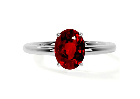 Buy 18K White Gold women's red ruby ring (1.00cts.)