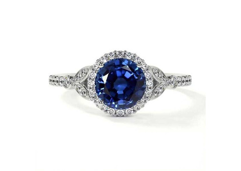 GIA Certified AAAA Round Shape Sapphire Ring.