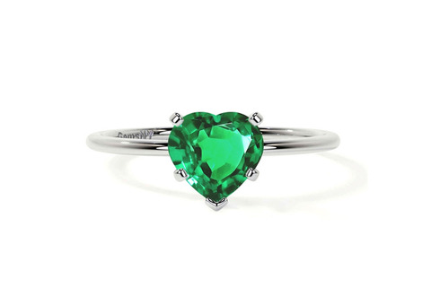 Delicate Emerald Ring with Heart Shape and Four Prong Setting