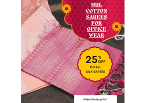 Mul Cotton Sarees for Office Wear