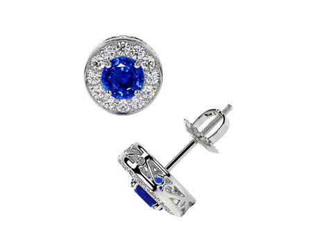 Buy AAAAA Quality Grade Blue Sapphire Earrings Studs