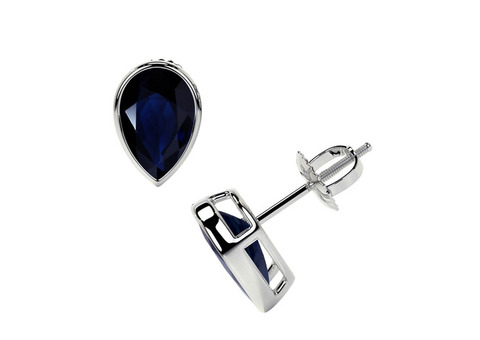 14K White Gold Sapphire Studs earrings