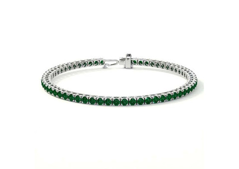 Round Prong Set Emerald Bracelet - Perfect for Any Occasion