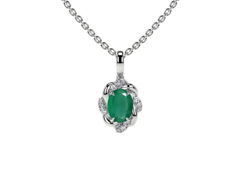 Purchase Oval Cut Emerald Flower Pendant (0.57cttw)