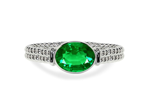 Classic Rope Band Bezel Set Oval Emerald Ring