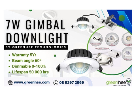 7W Gimbal Downlight Dimmable IP65 by Greenhse Technologies