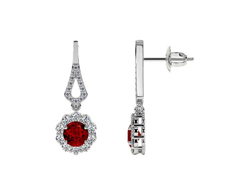 Certified Ruby And Diamond Earrings For Sale