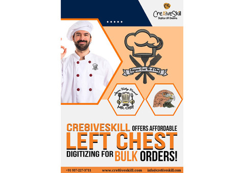 Save Big on Left Chest Digitizing for Bulk Orders with Cre8iveSkill!