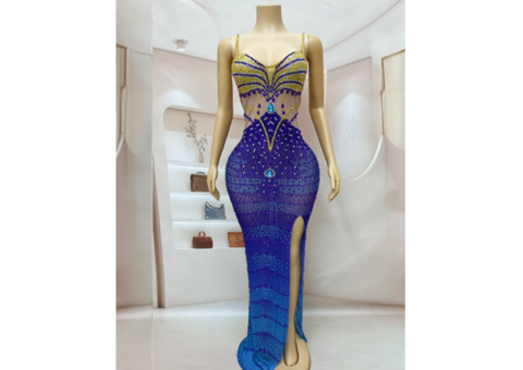 Elegant Blue and Gold Evening Gowns – Shop 8plus4 Today