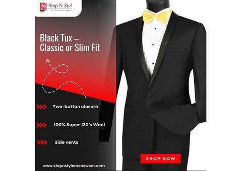 Shop Stylish Black Tuxedos with a Slim-Fit Design