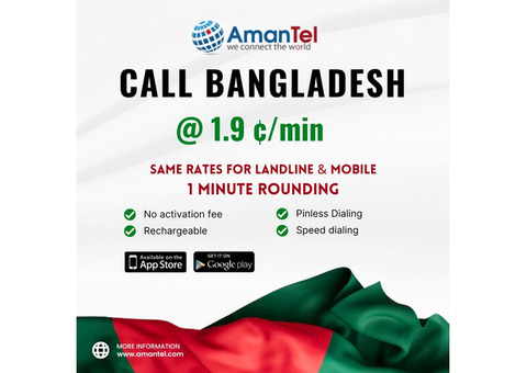 Call Bangladesh from US and Canada with AmanTel