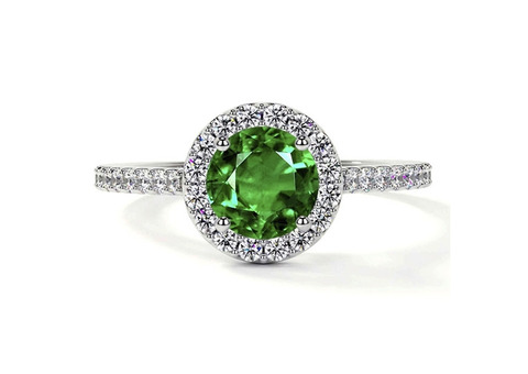 Sophisticated Pave and Prong Set Diamond Tsavorite Ring