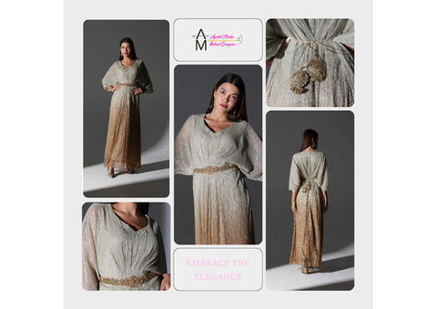 Best Kaftan Dress Dubai UAE | White and Gold Kaftan