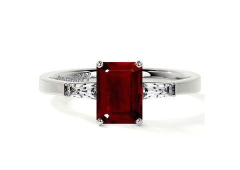 Heated Emerald Cut Ruby Rings