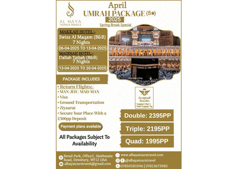 Book Your Umrah Package for April 2025 – Limited Seats Available!