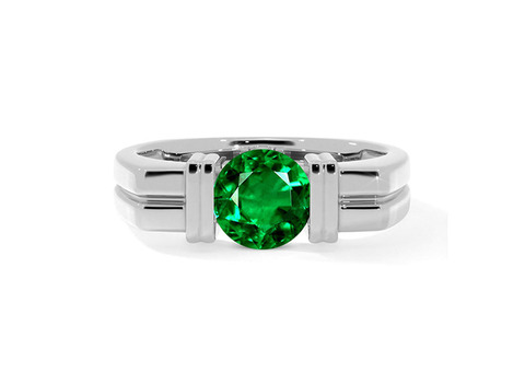 Sophisticated Bar-Set Men's Emerald Ring