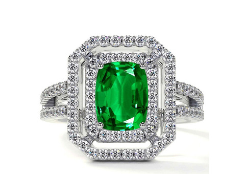 Shop AAAA Quality Emerald Engagement Rings- 2.07cttw