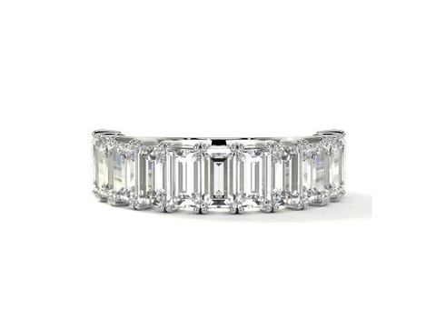 Four Prong Diamond Emerald Cut Half Eternity Ring