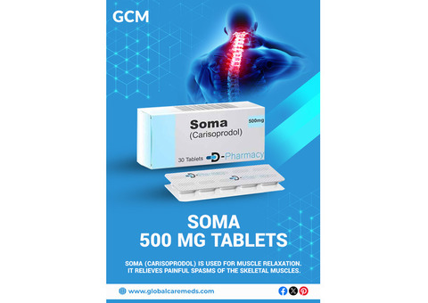 Buy SOMA (Carisoprodol) 500mg Tablets Online - Global Care Meds