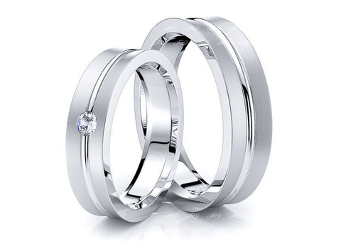 Buy Solid White Gold Matte Diamond Wedding Band