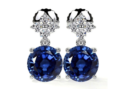 Vivid Blue Sapphire Earrings