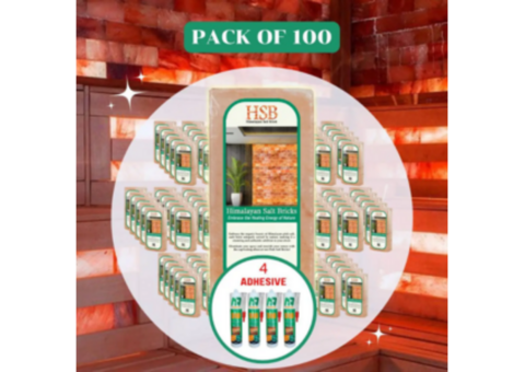 Himalayan Salt Tiles 8 x 4 x 1 | Pack of 100 (4 Adhesive Deal)