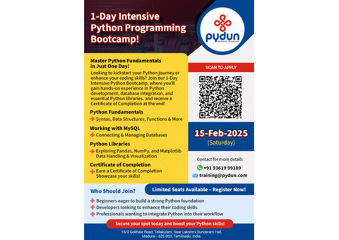 1-Day Python Bootcamp Training in Madurai