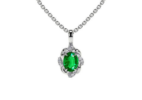 Emerald Oval Cut Flower Necklace Online