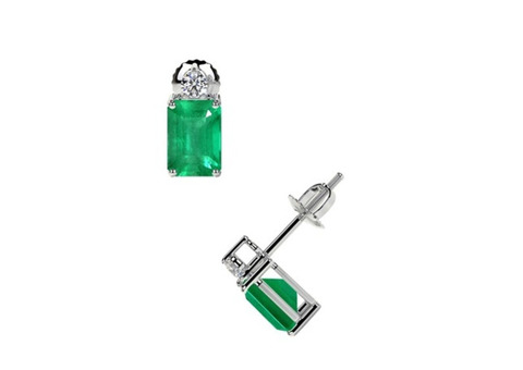 Buy Emerald Earrings in 14k White Gold