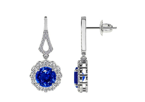 Shop Blue Sapphire Earrings Today Featuring Round Shape