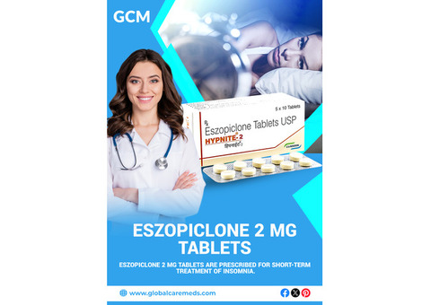 Buy EsZopiclone 2 MG Tablets Online - Global Care Meds