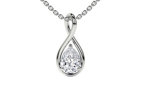 Pear Shape 14K White Gold Lab Created Diamond Pendant