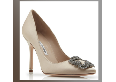 Manolo Blahnik Champagne Satin Hangisi 105mm Pumps – Timeless Elegance