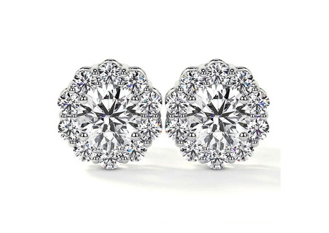 Shop Beautiful Lab Made Diamond Studs Featuring Round Shape