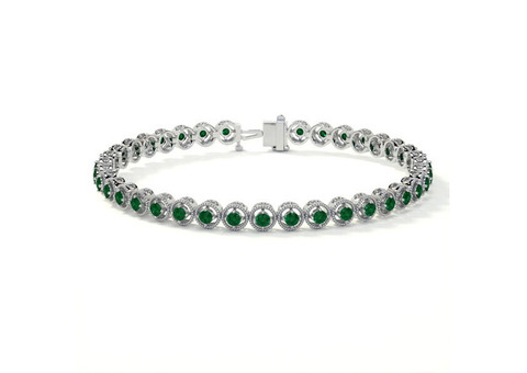 Stunning Round Prong Set Emerald Bracelet