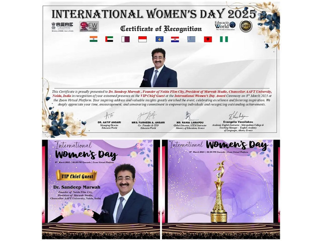 Sandeep Marwah Inaugurates Women’s Day Celebration, Honored for Sandeep Marwah Inaugurates Women’s Day Celebration, Honored for
