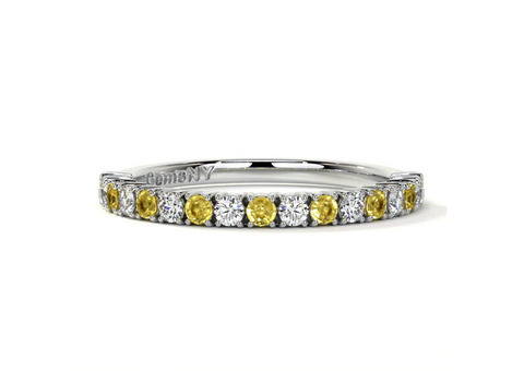 0.57cttw-Half Eternity Diamond And Yellow Sapphire Ring