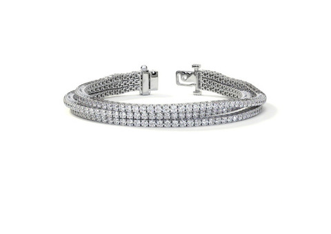 Affordable Three Row Flexible Lab Diamond Bracelet