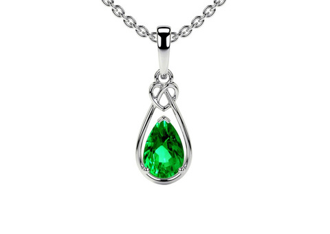 Buy Emerald Pear Solitaire Heart Knot Necklace