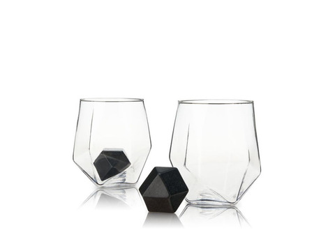 4-Piece Faceted Tumbler Hexagonal Basalt Stone Viski | BistroToRestro
