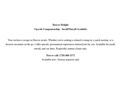 Upscale Companionship - Incall/Outcall Available